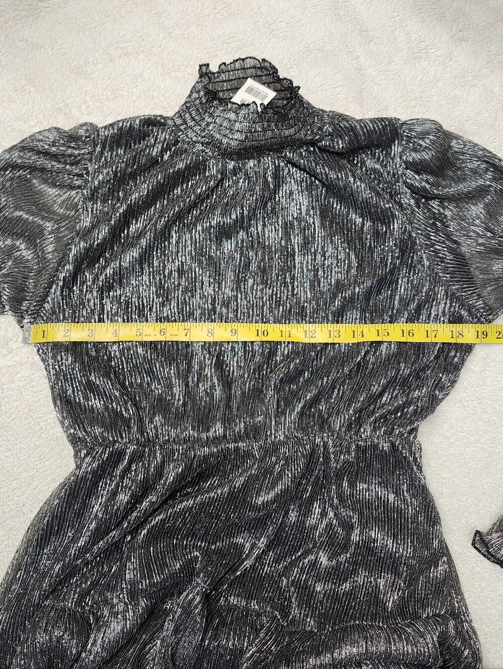 • NWT One Pretty Time Long Sleeve Mock Neck A-Line Dress Size XL Silver & Black - Picture 8 of 11